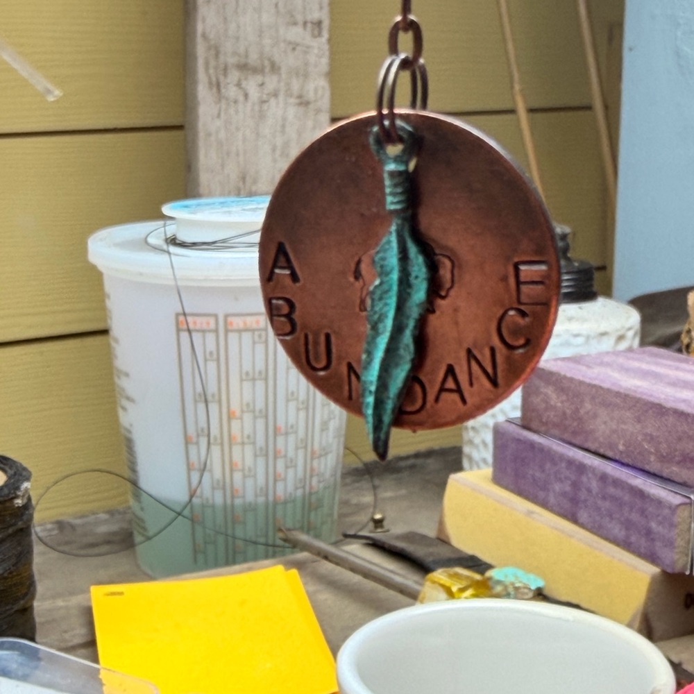 Hand Stamped Abundance Buffalo keychain